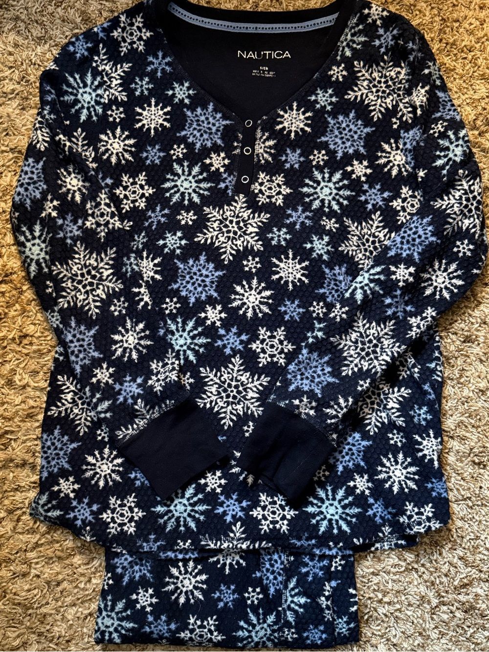 Nautica Women’s Pajamas Blue White Snowflakes Size Small